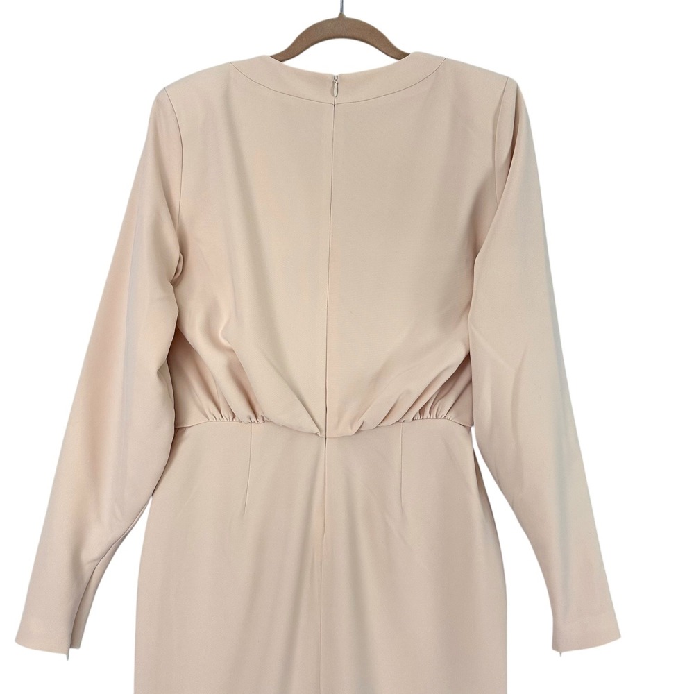 Alexis Fraser Wrap Midi Dress Ivory Belted Long Sleeve Cocktail NWT Womens M - Picture 9 of 13